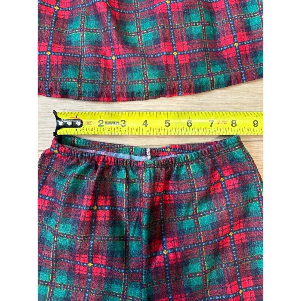 VINTAGE Jackie's Girls 3T Plaid Ruffle Top Pants Set Christmas Tartan Made in US - Picture 4 of 14